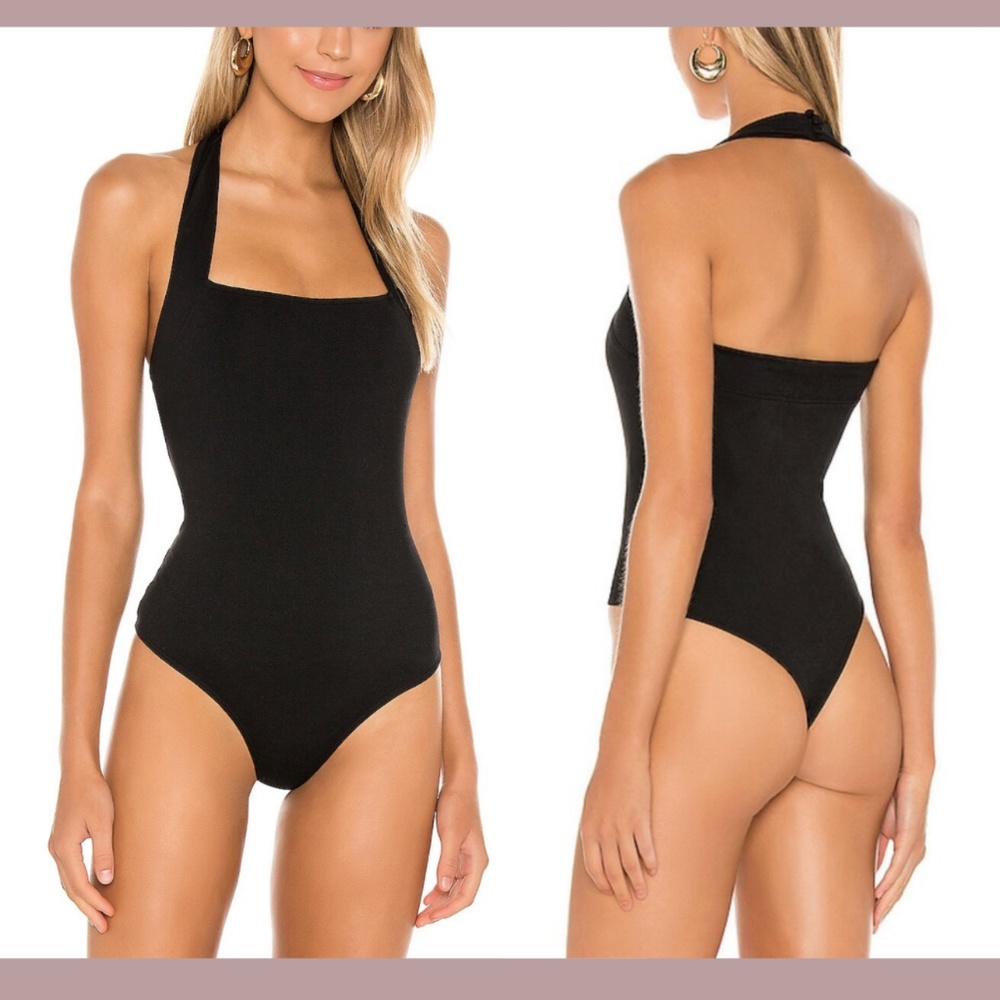 NEW PAIGE [ Large‎ ] Nola Halter Thong Bodysuit In Black